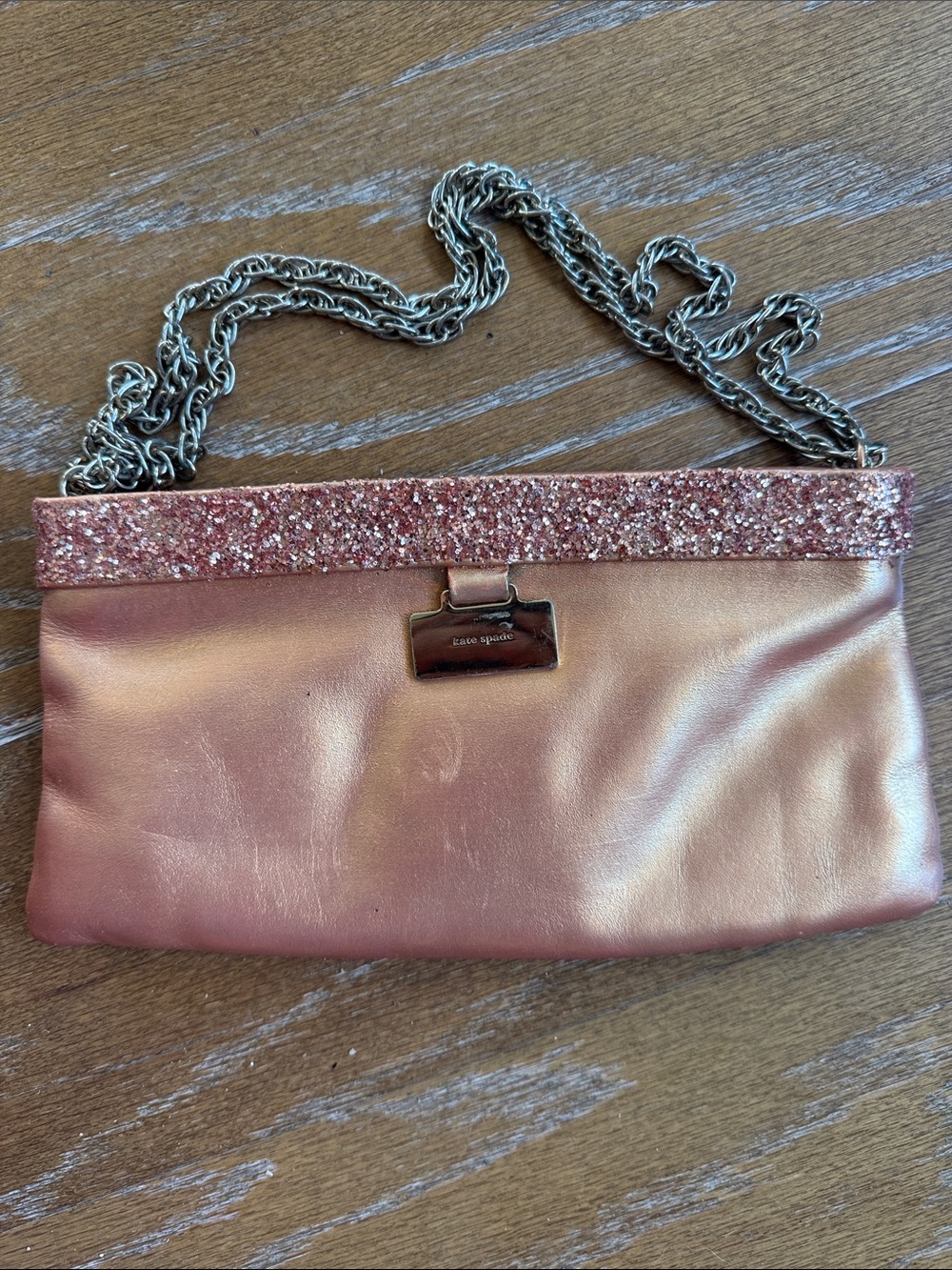 Vintage glitter Kate spade mini Penelope chain purse copper